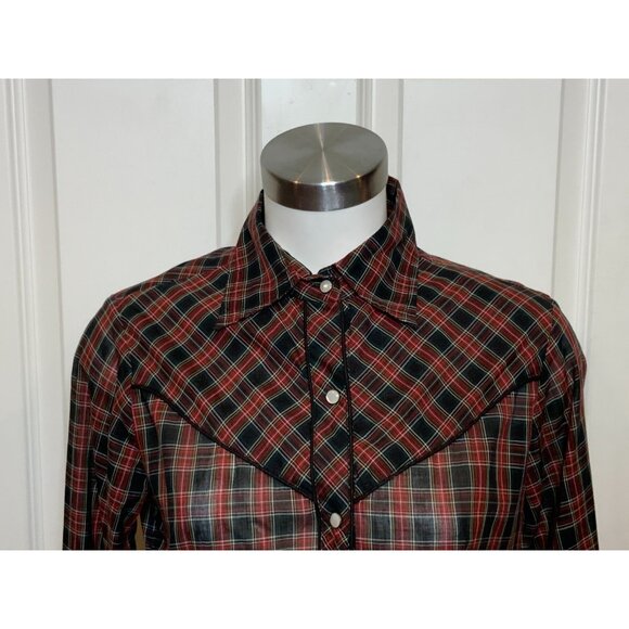 Nili Lotan Red Tartan Plaid Collared Long Sleeve Shirt, Size Small - Picture 2 of 9